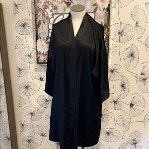 Victorias Secret s Elegant Black Satin Kimono Robe